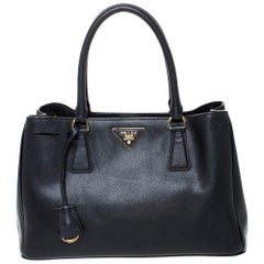 Used Prada Black Saffiano Lux Leather Medium Galleria Tote