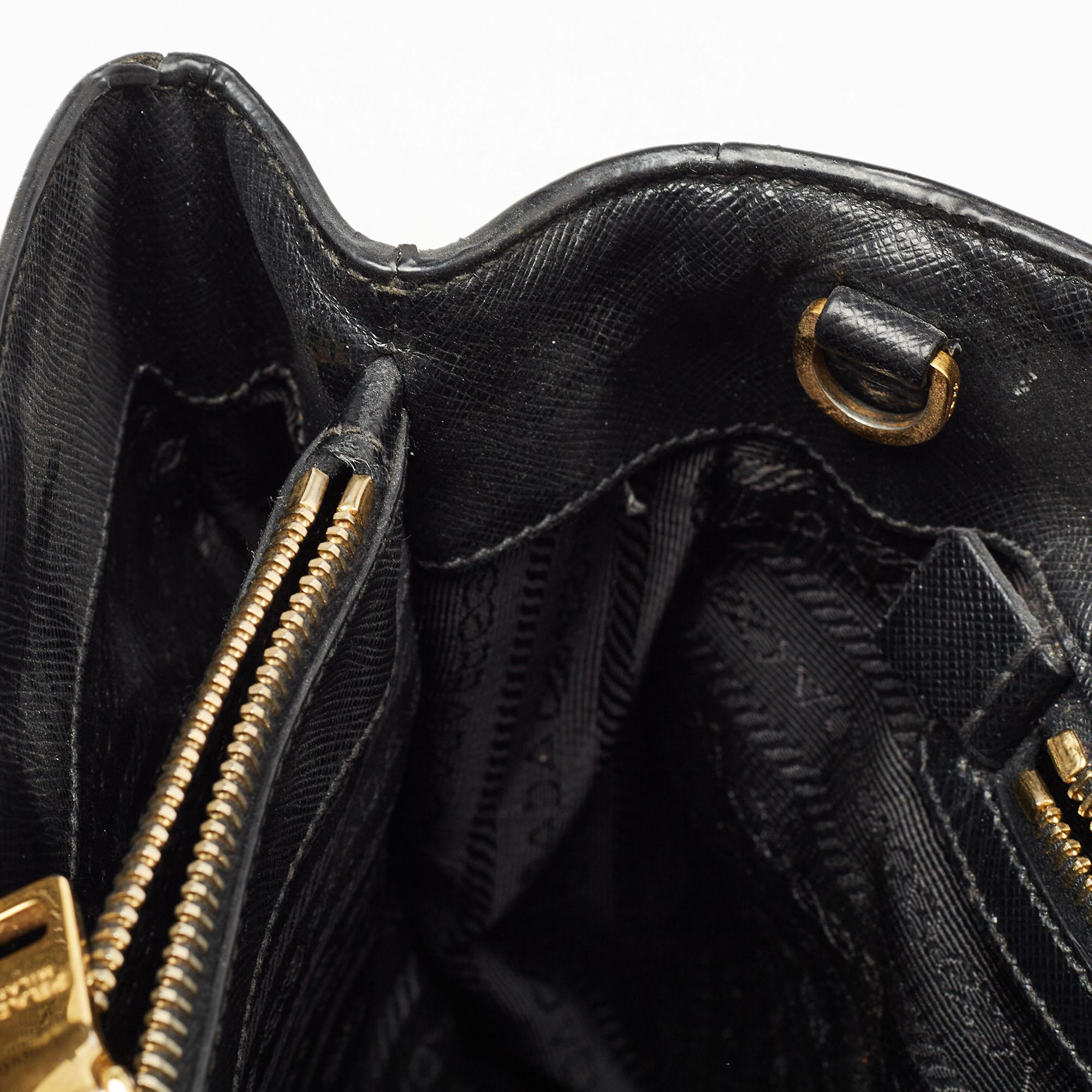 Prada Black Saffiano Lux Leather Medium Middle Zip Tote 9