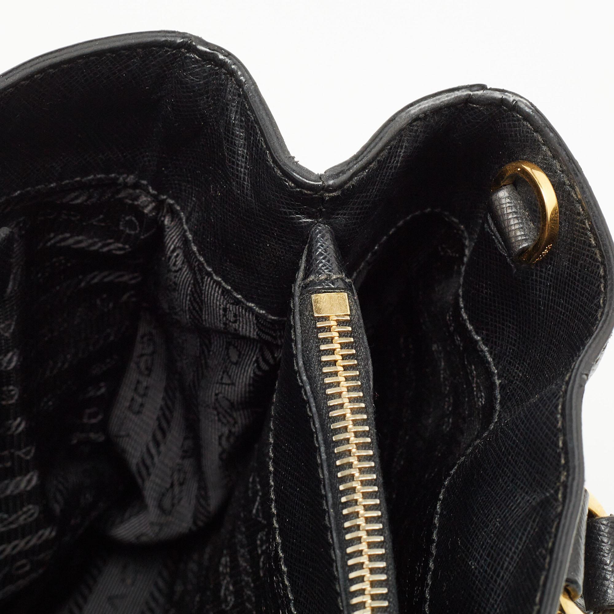 Prada Black Saffiano Lux Leather Medium Middle Zip Tote 10