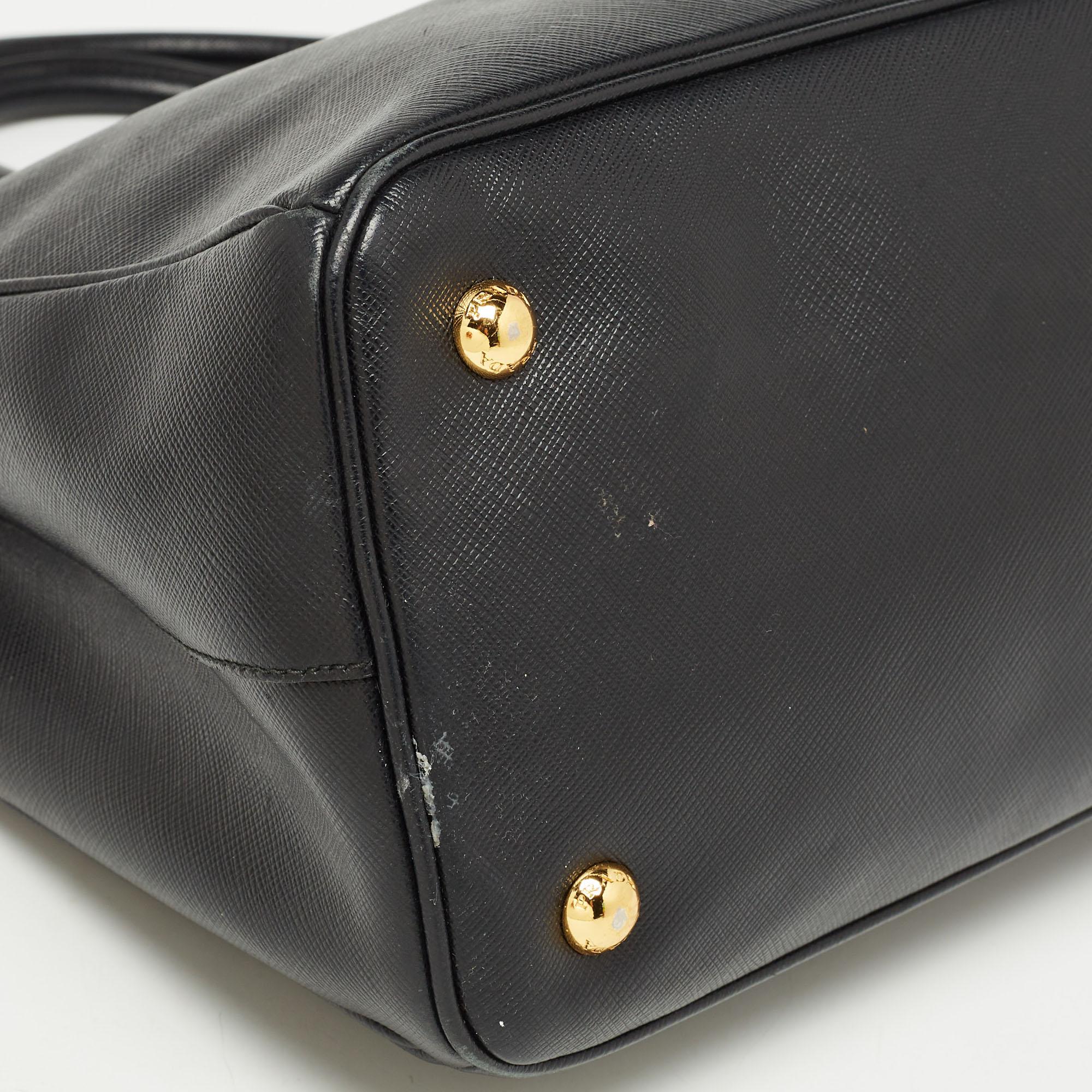 Prada Black Saffiano Lux Leather Medium Middle Zip Tote 3
