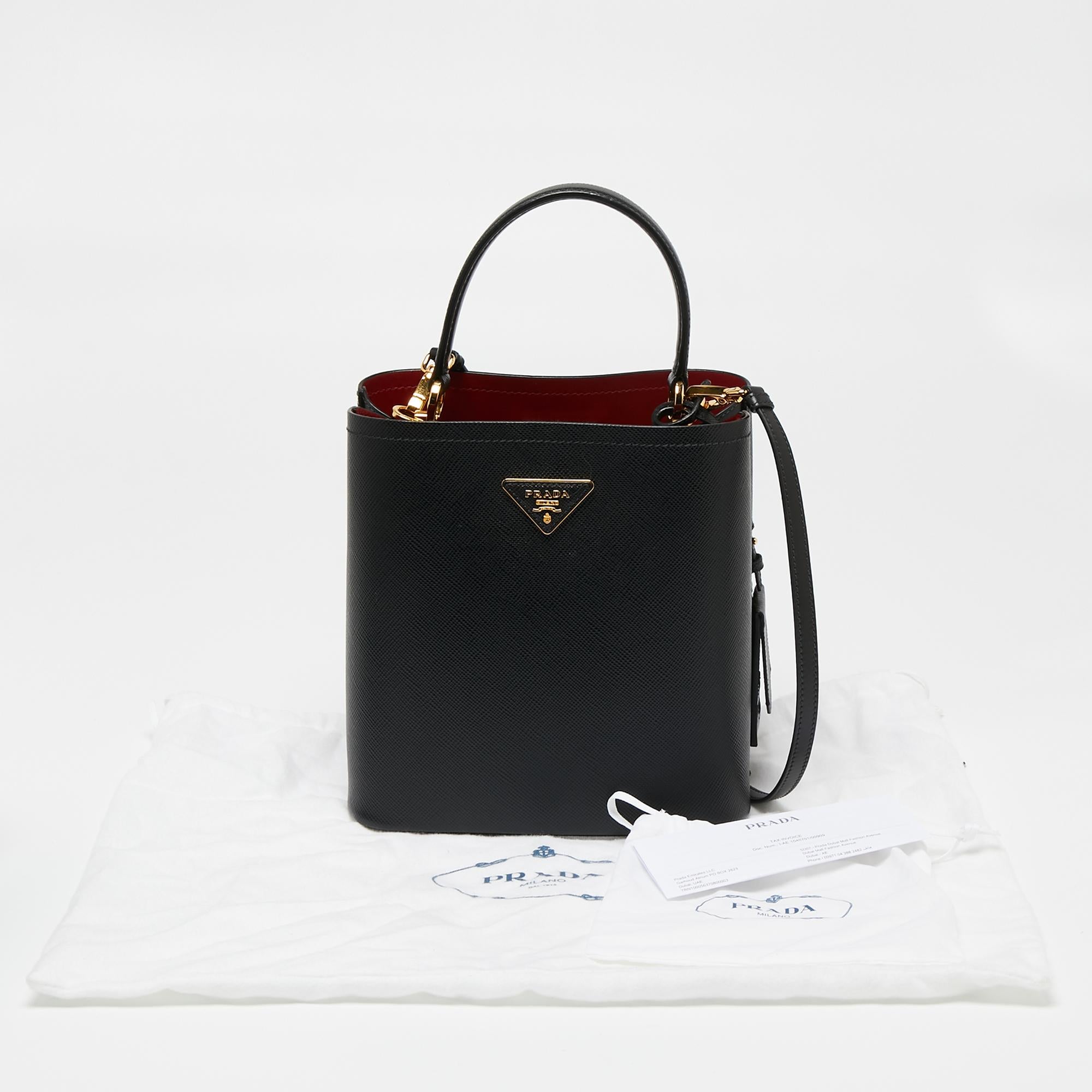 Prada Black Saffiano Lux Leather Medium Panier Top Handle Bag 8