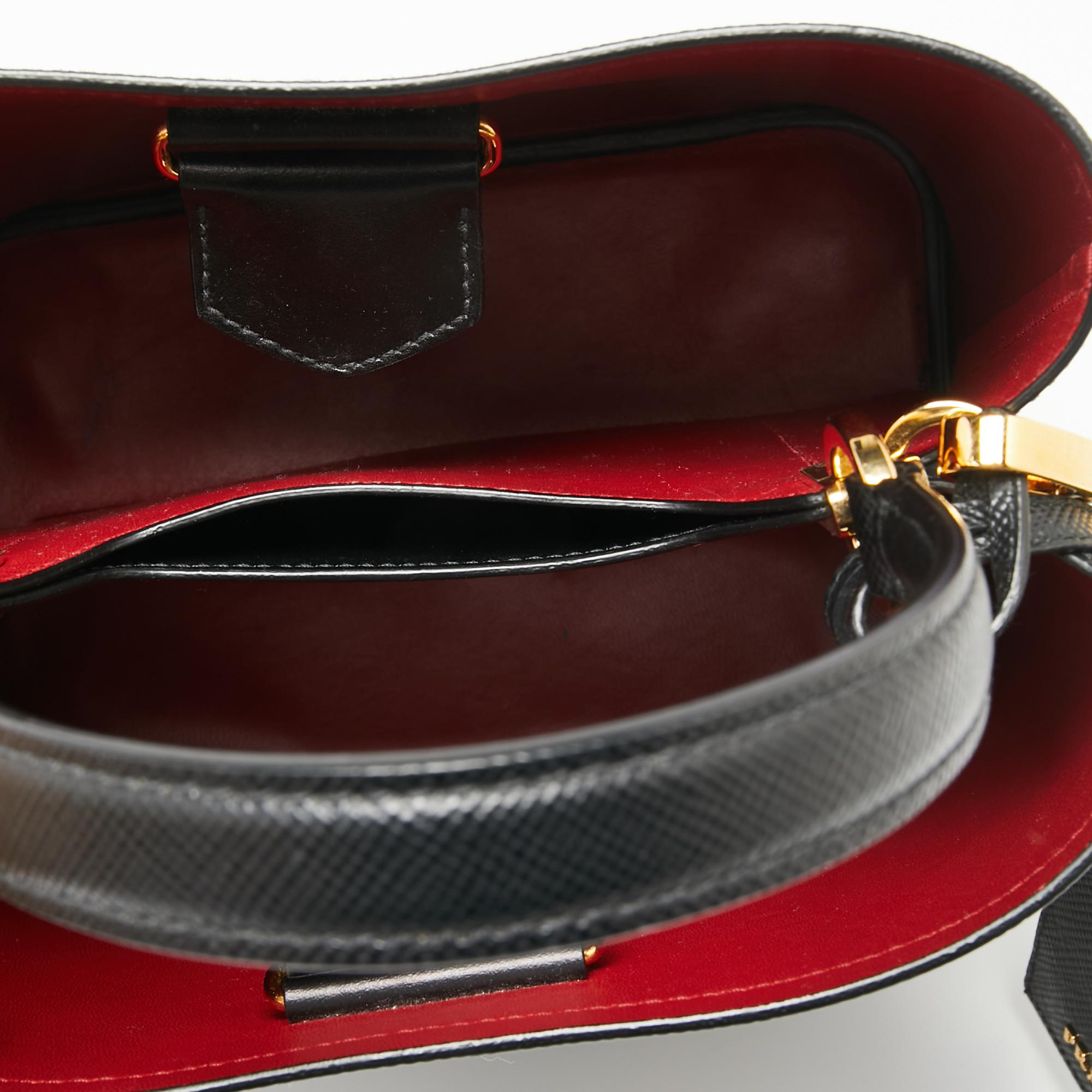 Prada Black Saffiano Lux Leather Medium Panier Top Handle Bag 3