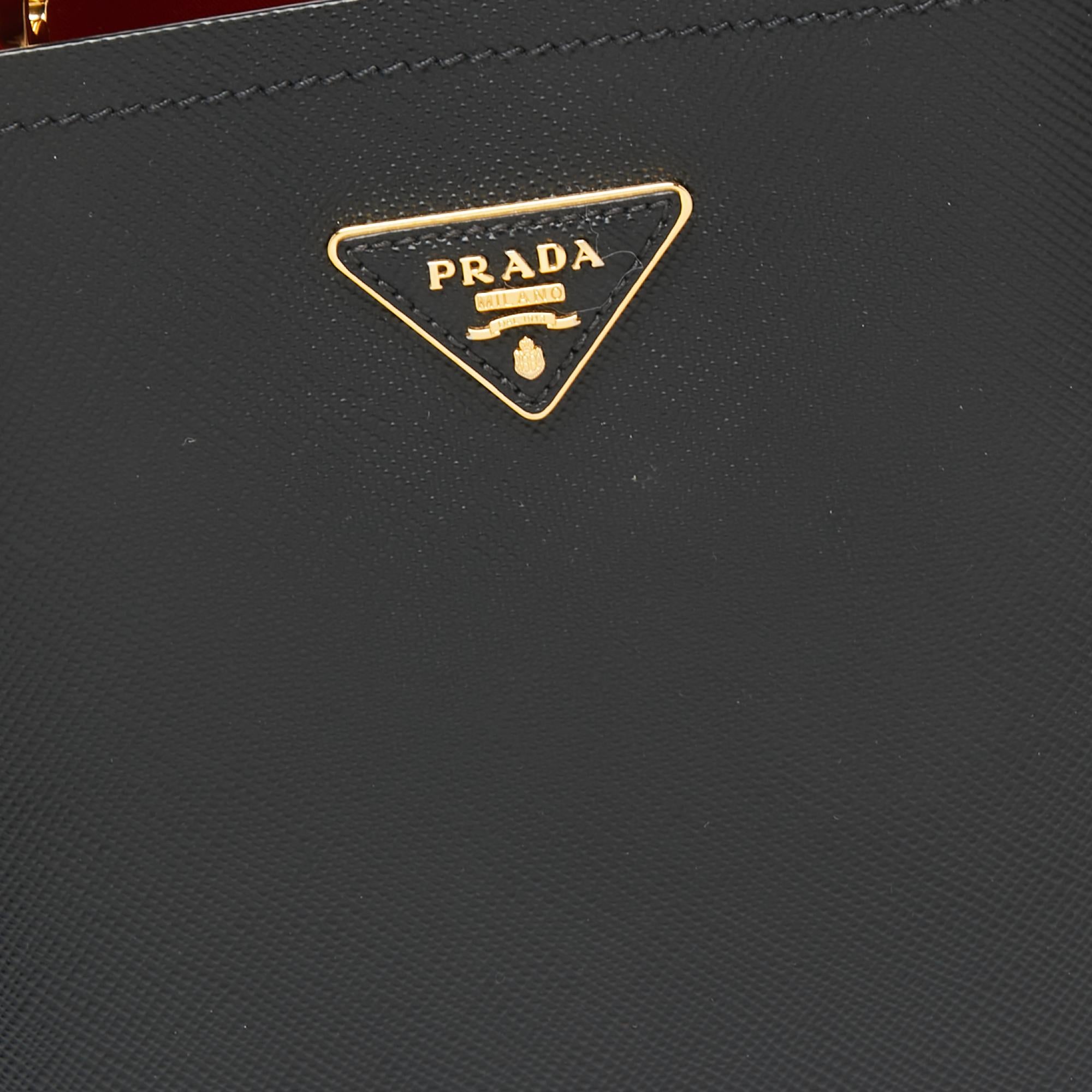 Prada Black Saffiano Lux Leather Medium Panier Top Handle Bag 4