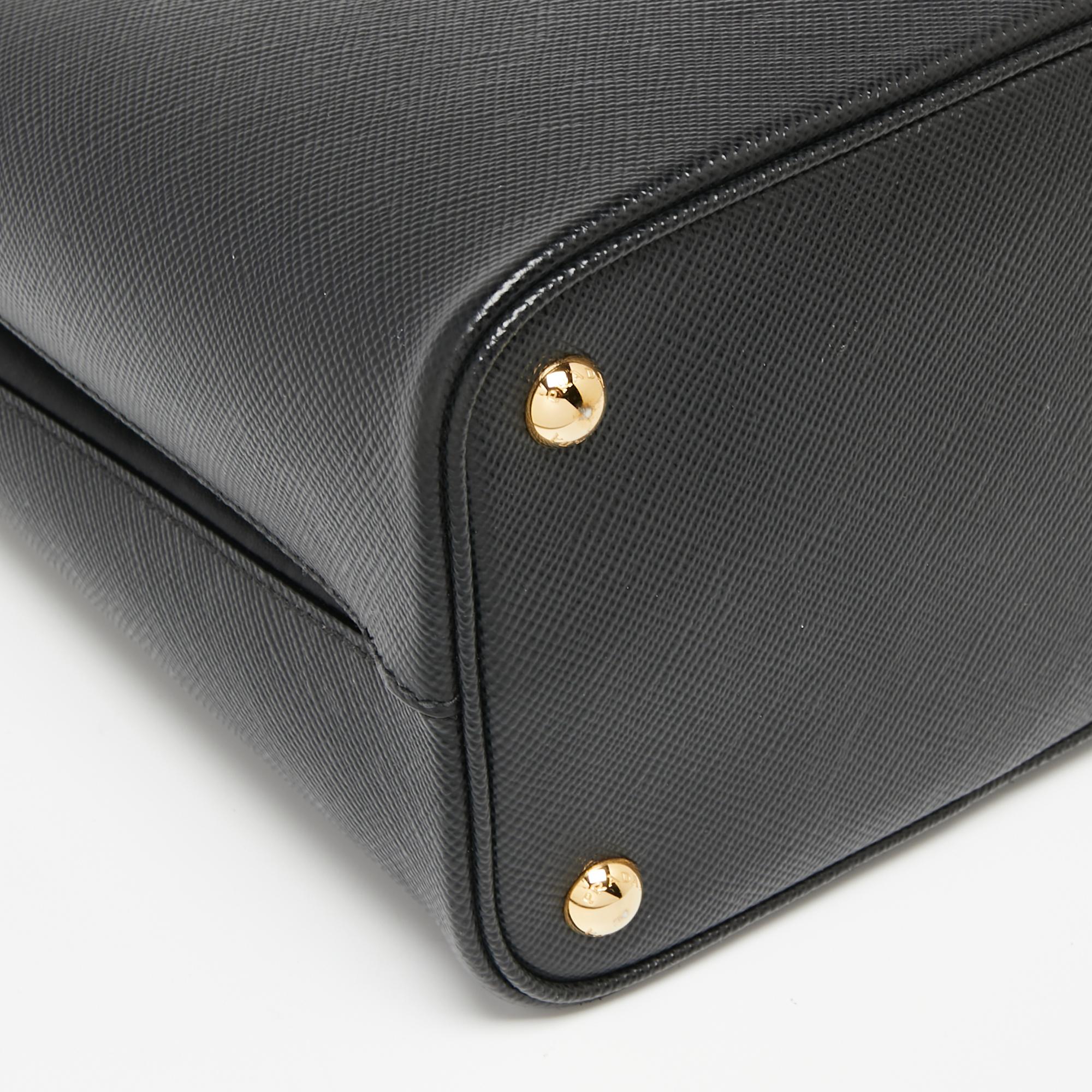 Prada Black Saffiano Lux Leather Medium Panier Top Handle Bag 5