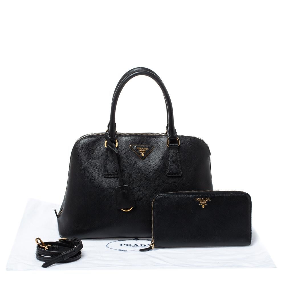 Prada Black Saffiano Lux Leather Medium Promenade Bag 6