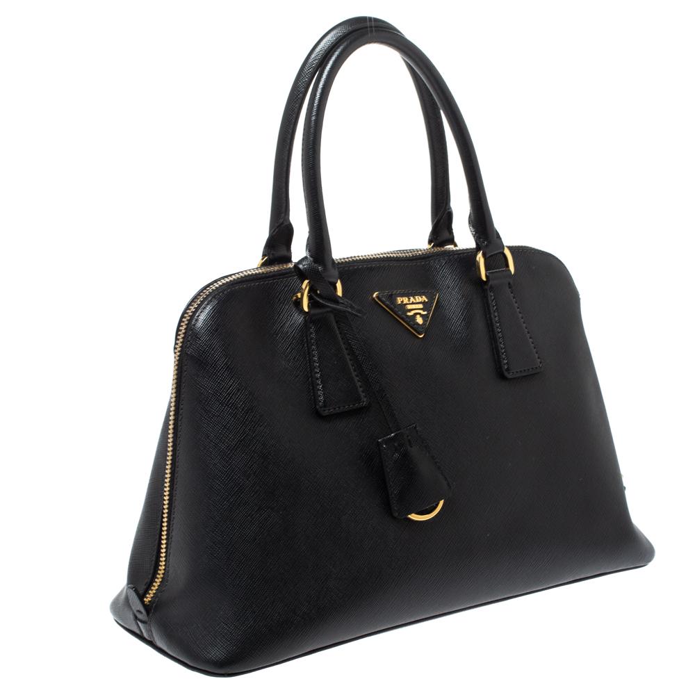 Prada Black Saffiano Lux Leather Medium Promenade Bag In Good Condition In Dubai, Al Qouz 2