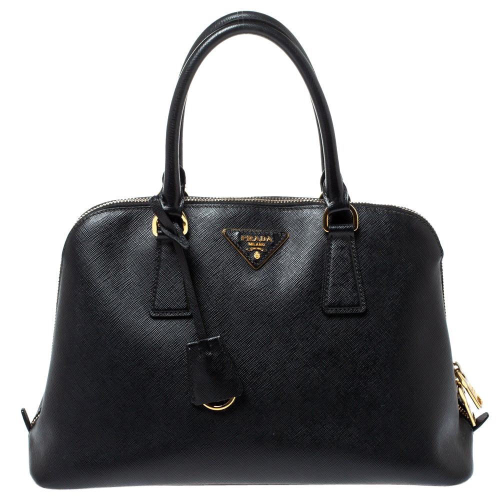 Prada Black Saffiano Lux Leather Medium Promenade Bag