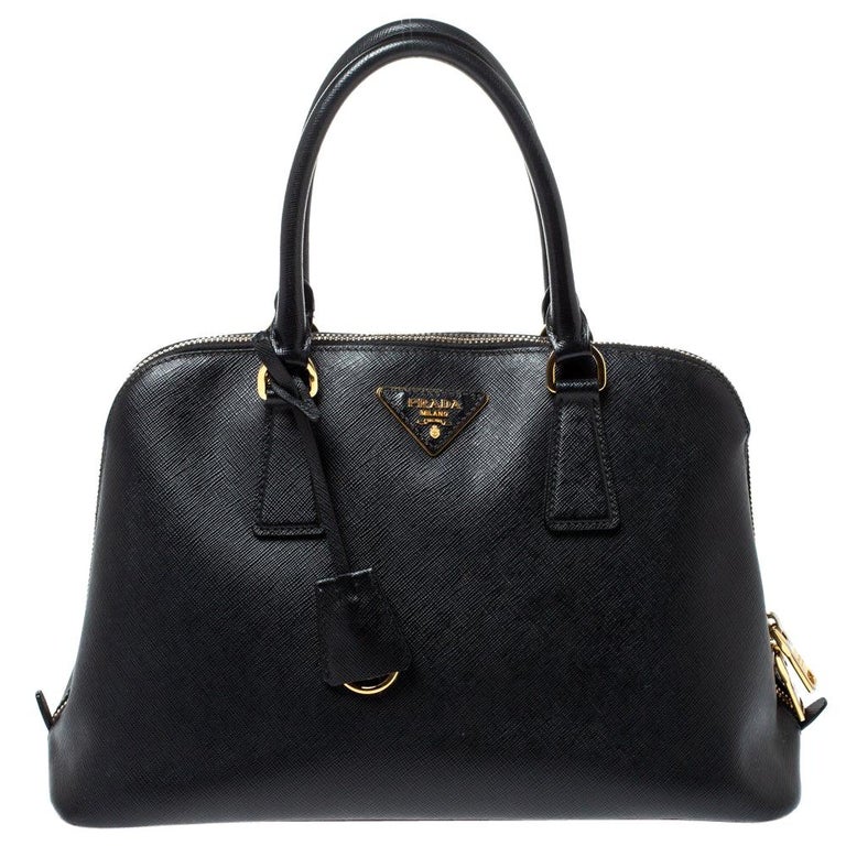 Prada Black Saffiano Lux Leather Medium Promenade Bag at 1stDibs