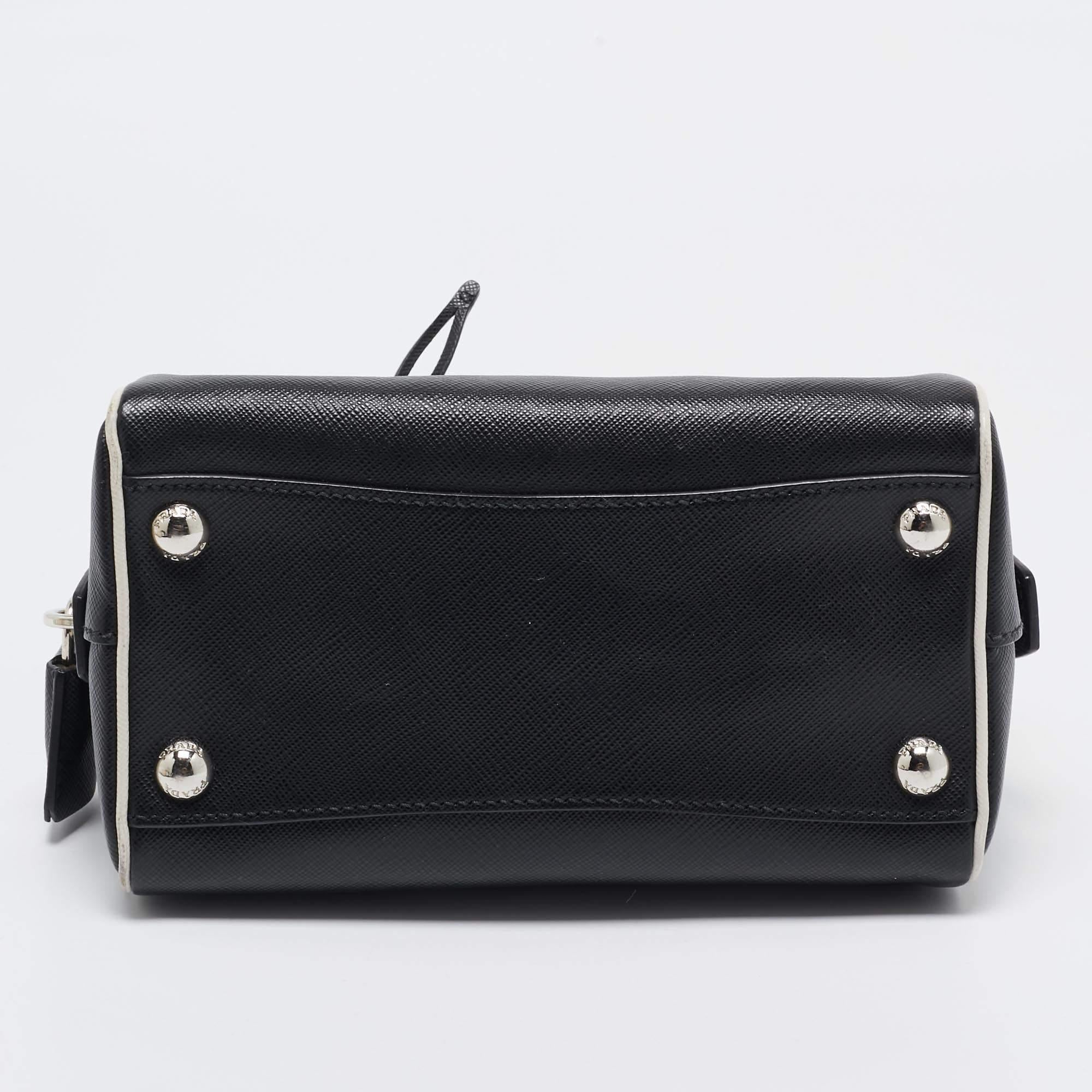 Prada Black Saffiano Lux Leather Mini Boston Bag 3