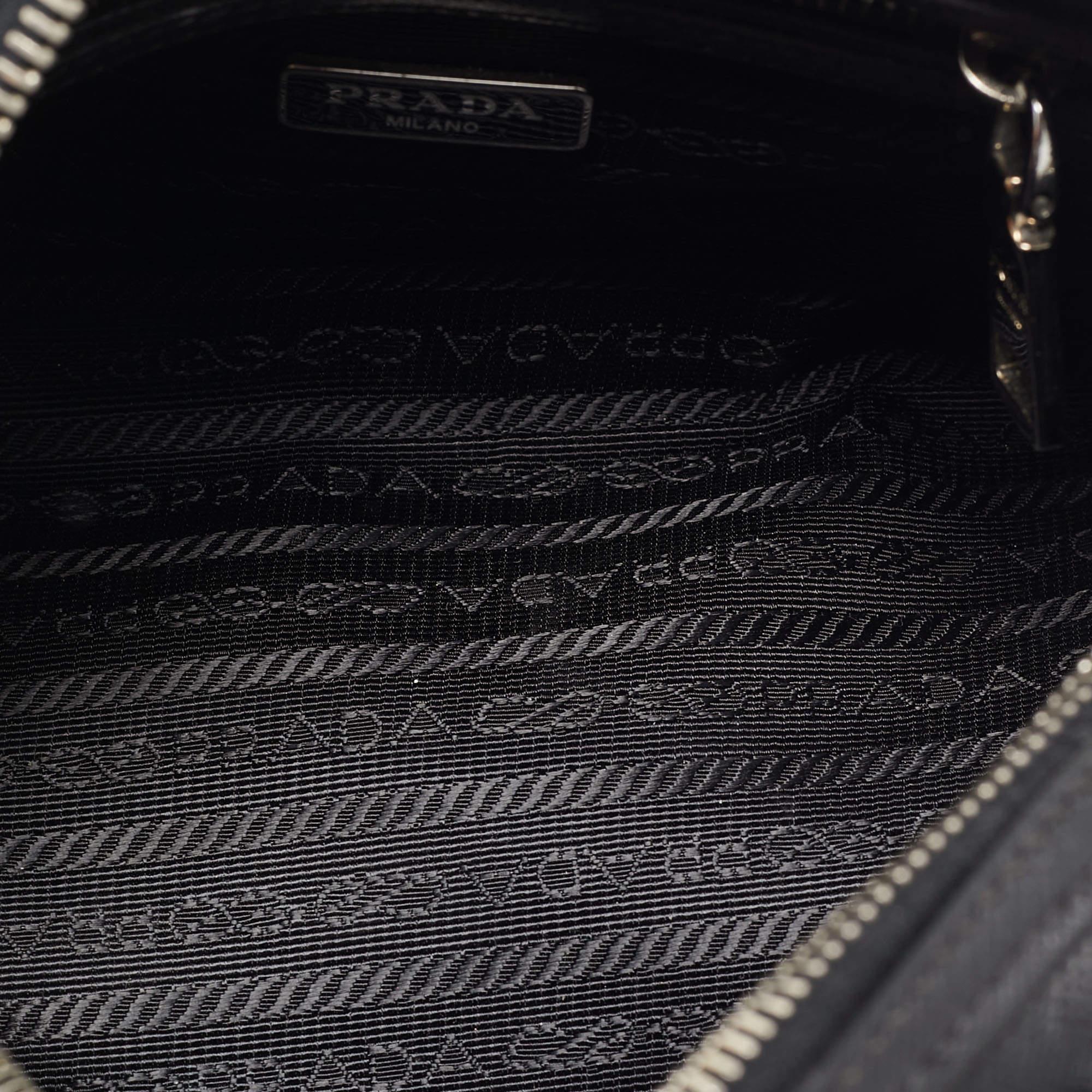 Prada Black Saffiano Lux Leather Mini Boston Bag 4