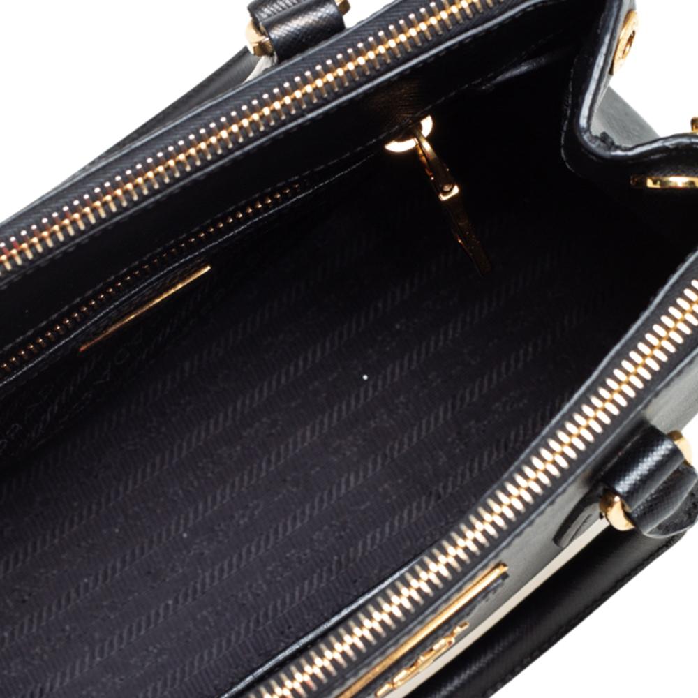 Prada Black Saffiano Lux Leather Mini Galleria Tote 3
