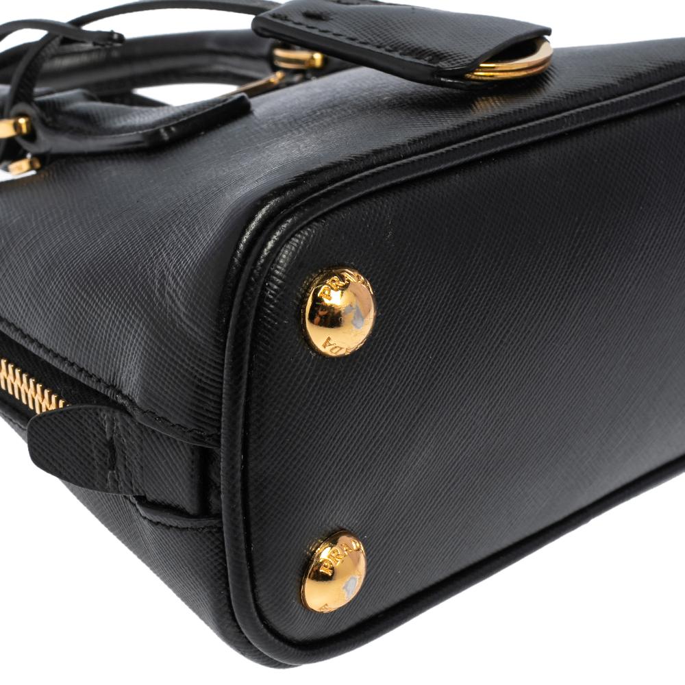 Prada Black Saffiano Lux Leather Mini Promenade Crossbody Bag 2