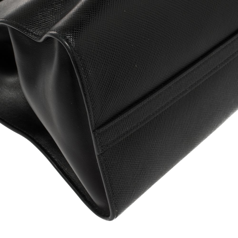 Prada Black Saffiano Lux Leather Monochrome Tote 7