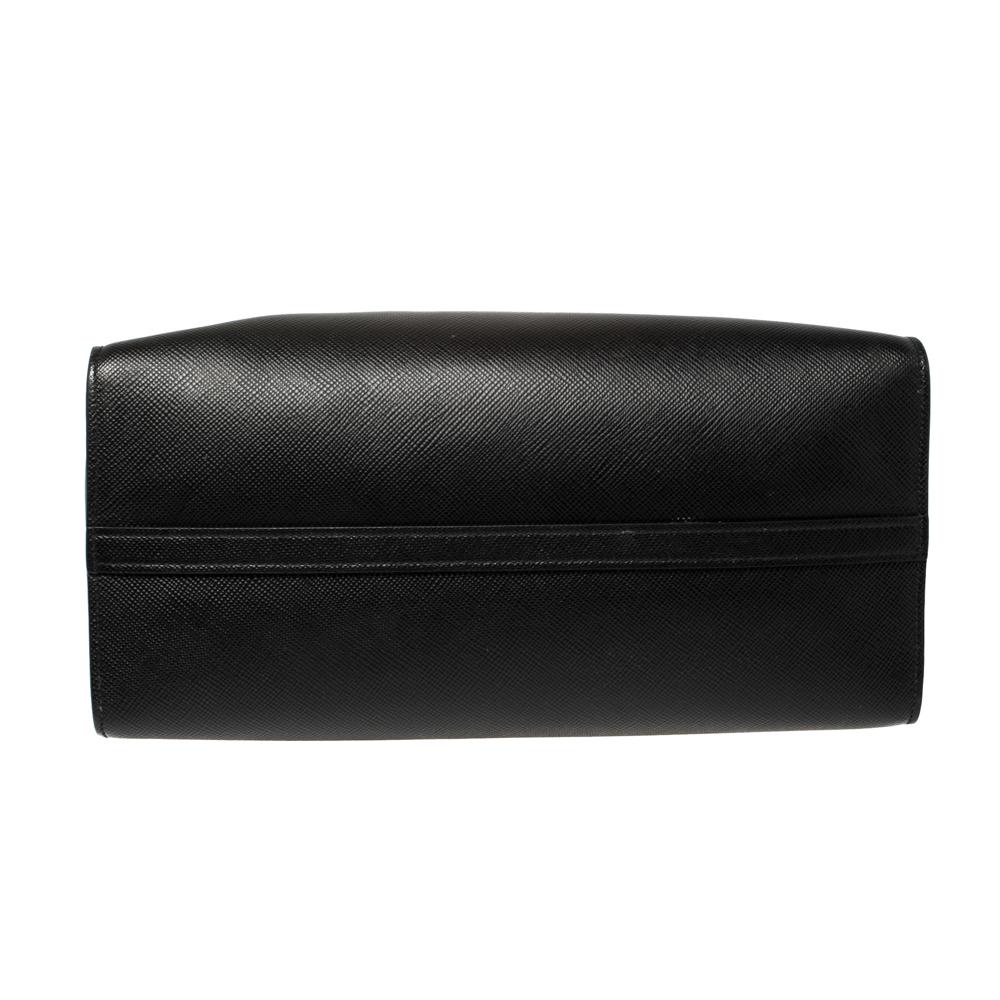 Prada Black Saffiano Lux Leather Monochrome Tote 1