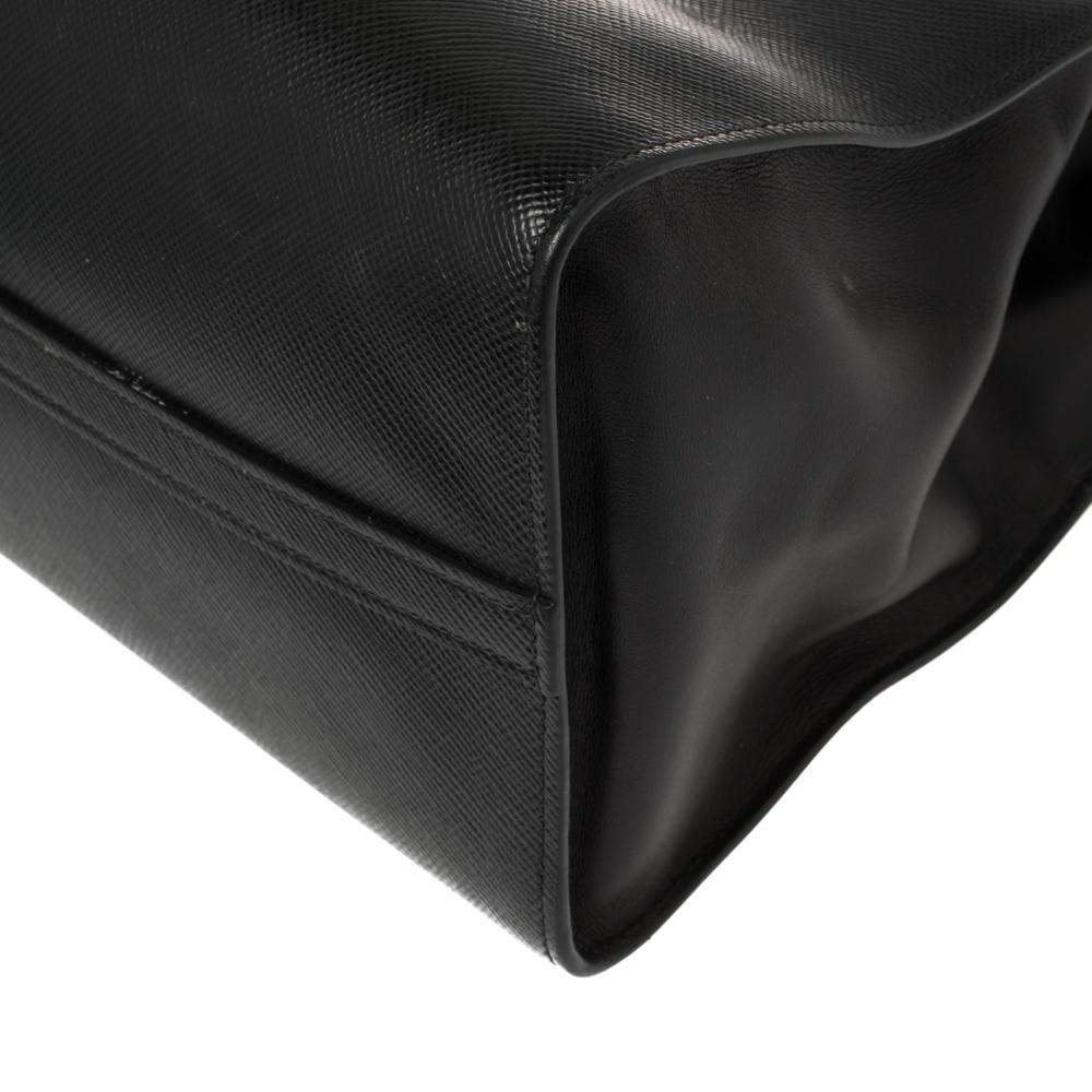 Prada Black Saffiano Lux Leather Monochrome Tote 2