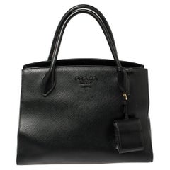 Prada Black Saffiano Lux Leather Monochrome Tote