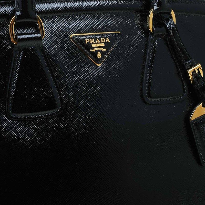 Prada Black Saffiano Lux Leather Parabole Shopping Tote 2