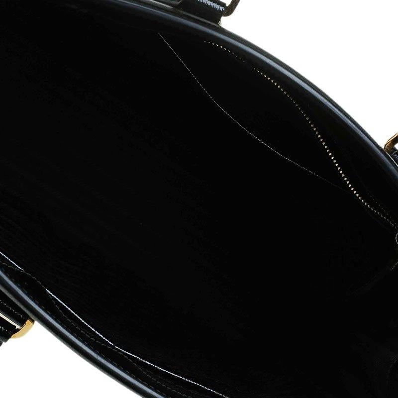 Women's Prada Black Saffiano Lux Leather Parabole Shopping Tote
