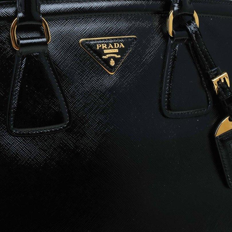 Prada Black Saffiano Lux Leather Parabole Shopping Tote 4