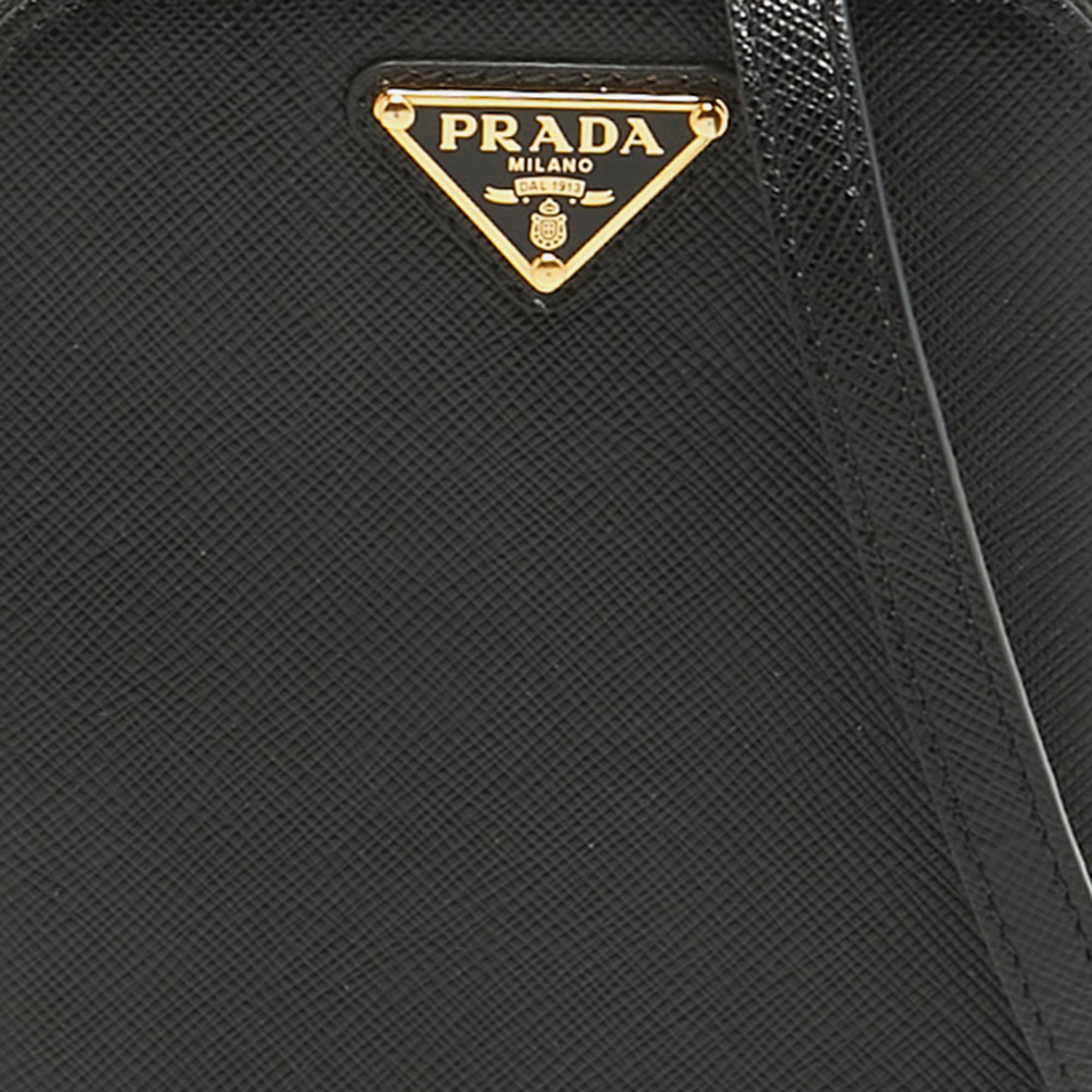 Prada Black Saffiano Lux Leather Phone Crossbody Bag 2