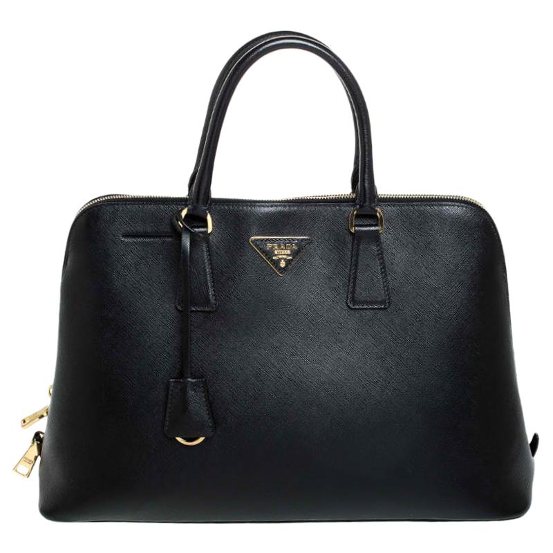 Prada Black Saffiano Lux Leather Promenade Bag