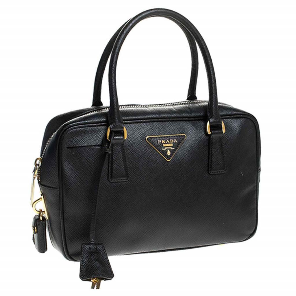 Women's Prada Black Saffiano Lux Leather Satchel