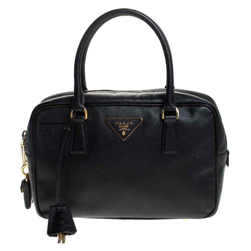 Prada Black Saffiano Lux Leather Satchel