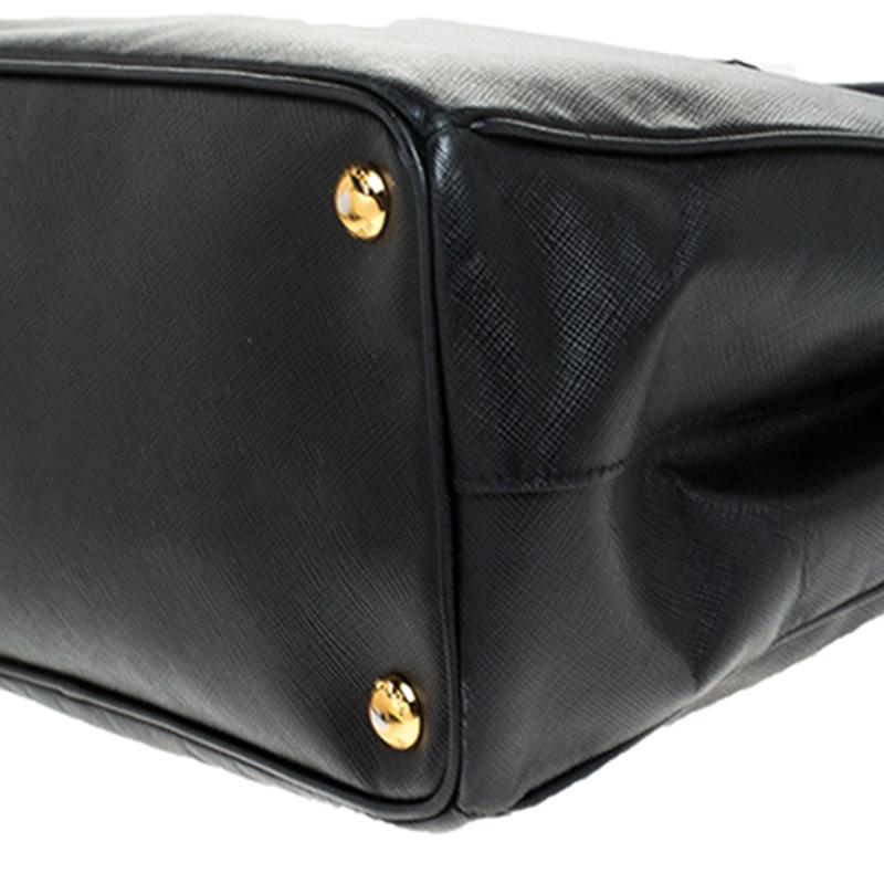 Prada Black Saffiano Lux Leather Small Double Zip Tote 6