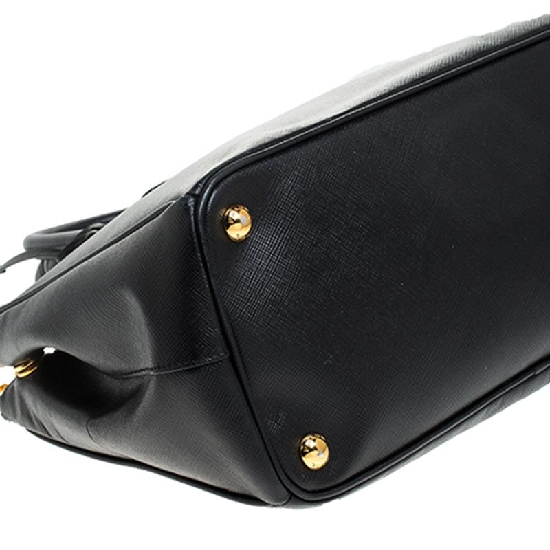 Prada Black Saffiano Lux Leather Small Double Zip Tote 3