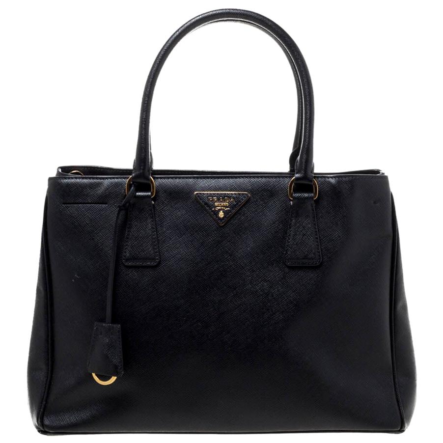 Prada Black Saffiano Lux Leather Small Galleria Tote