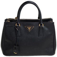 Prada Black Saffiano Lux Leather Small Galleria Tote