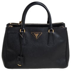 Prada Black Saffiano Lux Leather Small Galleria Tote