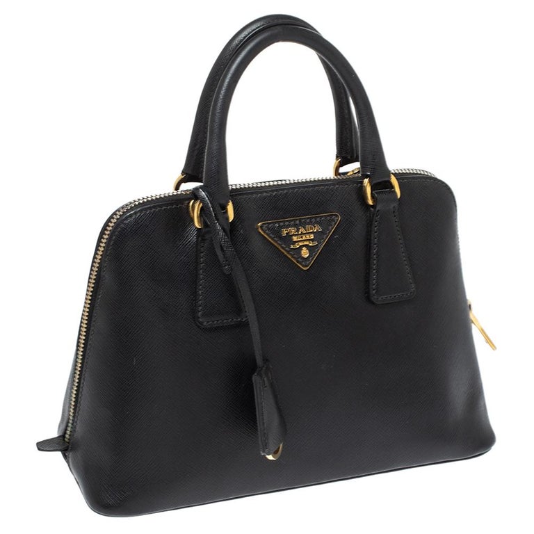 Prada Black Saffiano Lux Leather Small Promenade Crossbody Bag at ...