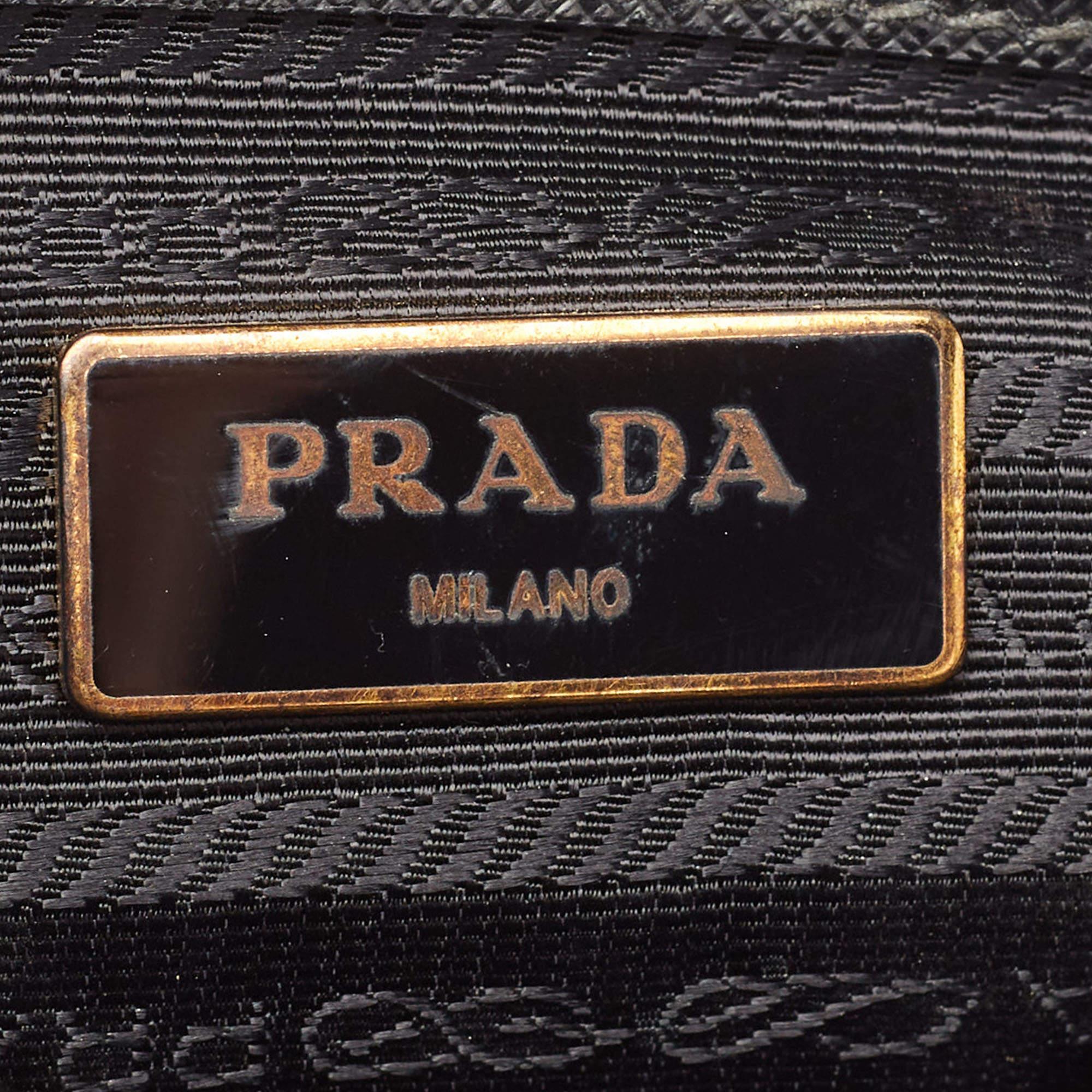 Prada Black Saffiano Lux Leather Small Promenade Satchel For Sale 1