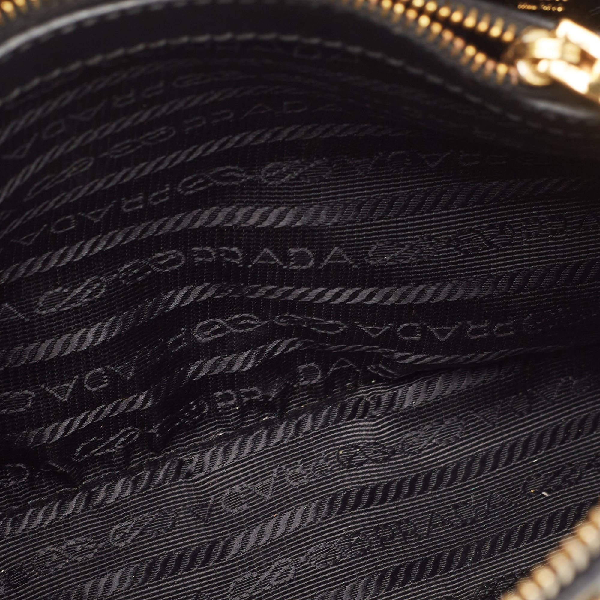 Prada Black Saffiano Lux Leather Small Promenade Satchel For Sale 3