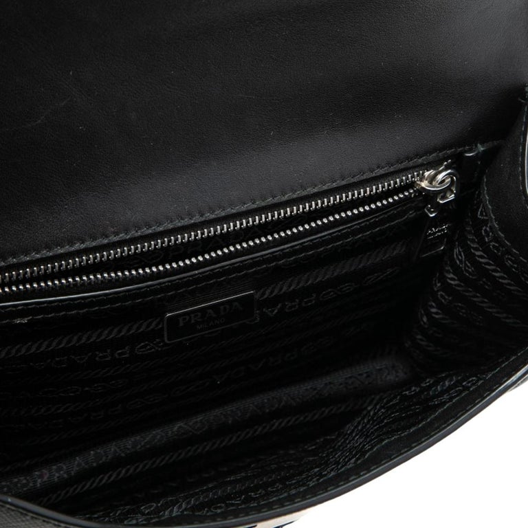 PRADA Saffiano Flap Shoulder Bag Black 600243
