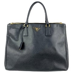 Prada Black Saffiano Lux Leather Tote Satchel Bag BN1802
