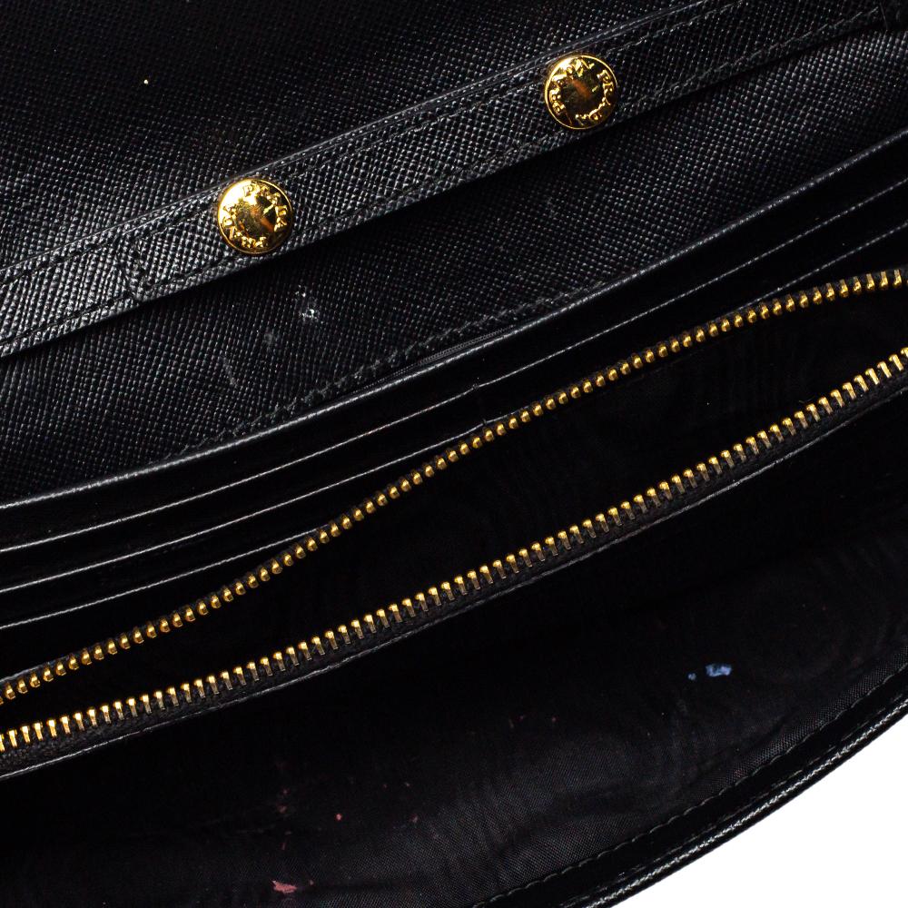 Prada Black Saffiano Lux Leather Wallet on Chain 8