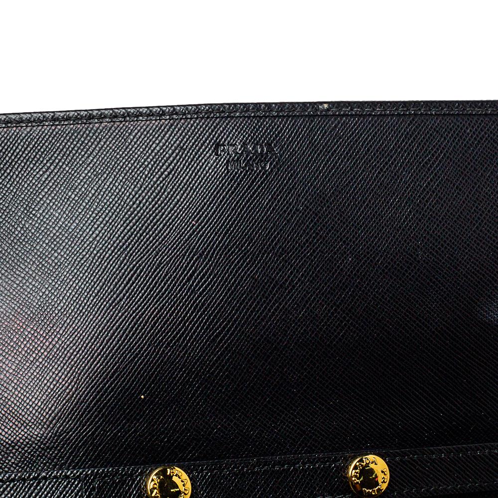 Prada Black Saffiano Lux Leather Wallet on Chain 2