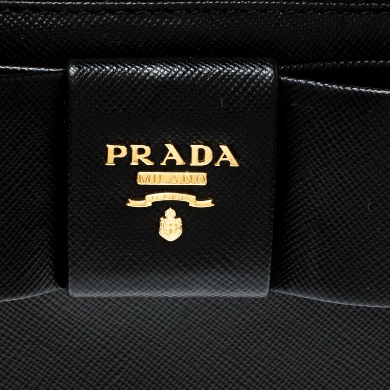 Prada Black Saffiano Lux Leather Zip Around Wallet 3