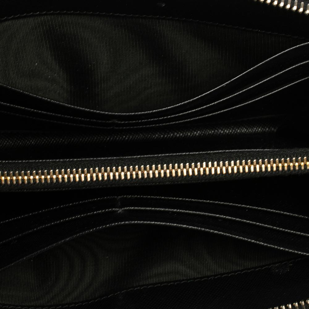 Prada Black Saffiano Lux Leather Zip Around Wallet 4