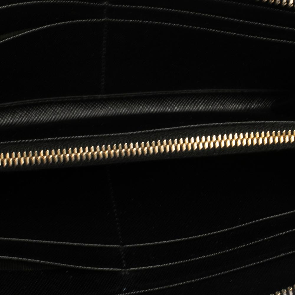 Prada Black Saffiano Lux Leather Zip Around Wallet 5
