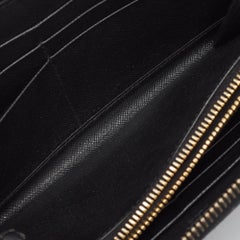 Prada Black Saffiano Lux Leather Zip Continental Wallet