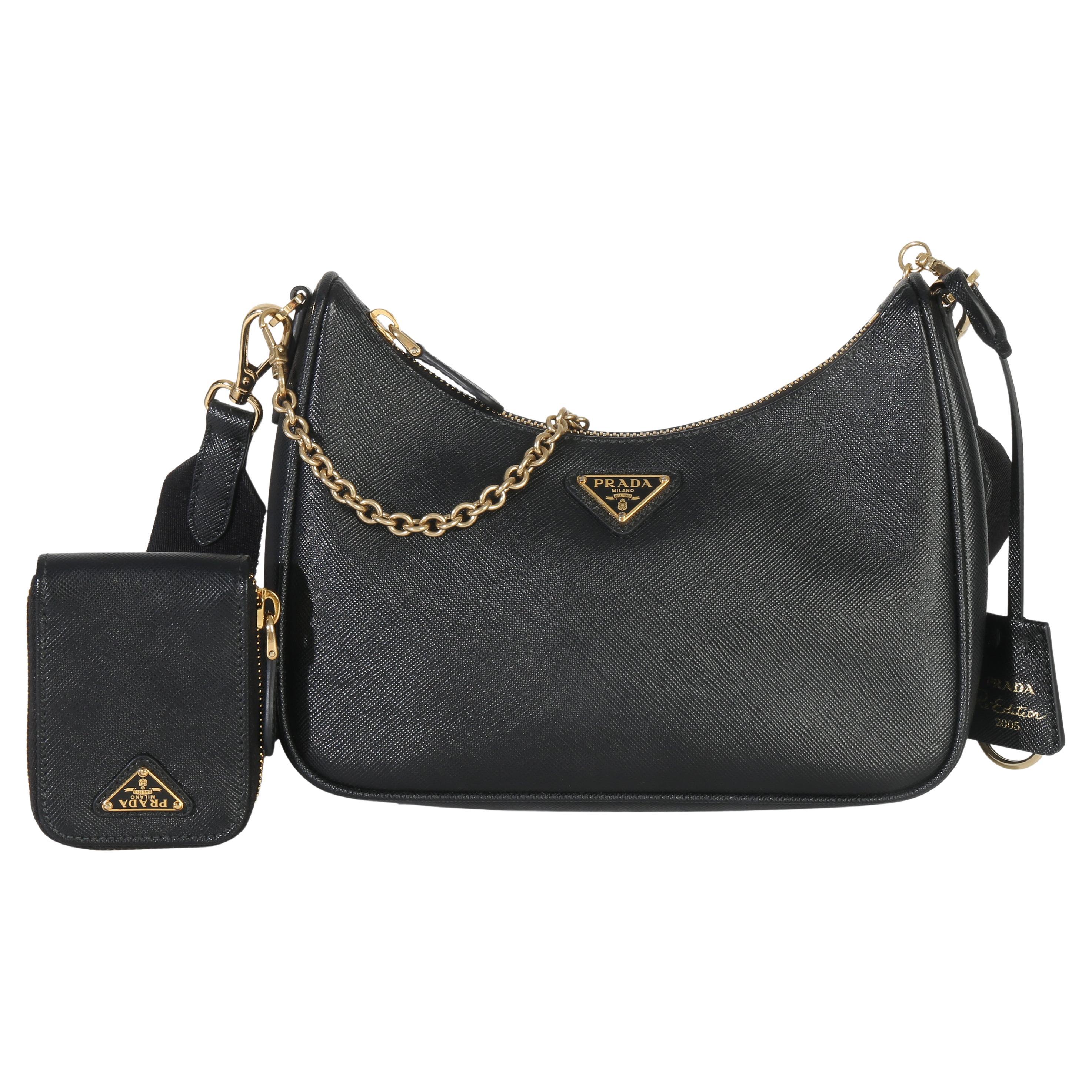 Prada Black Saffiano Lux Re-Edition 2005 Shoulder Bag