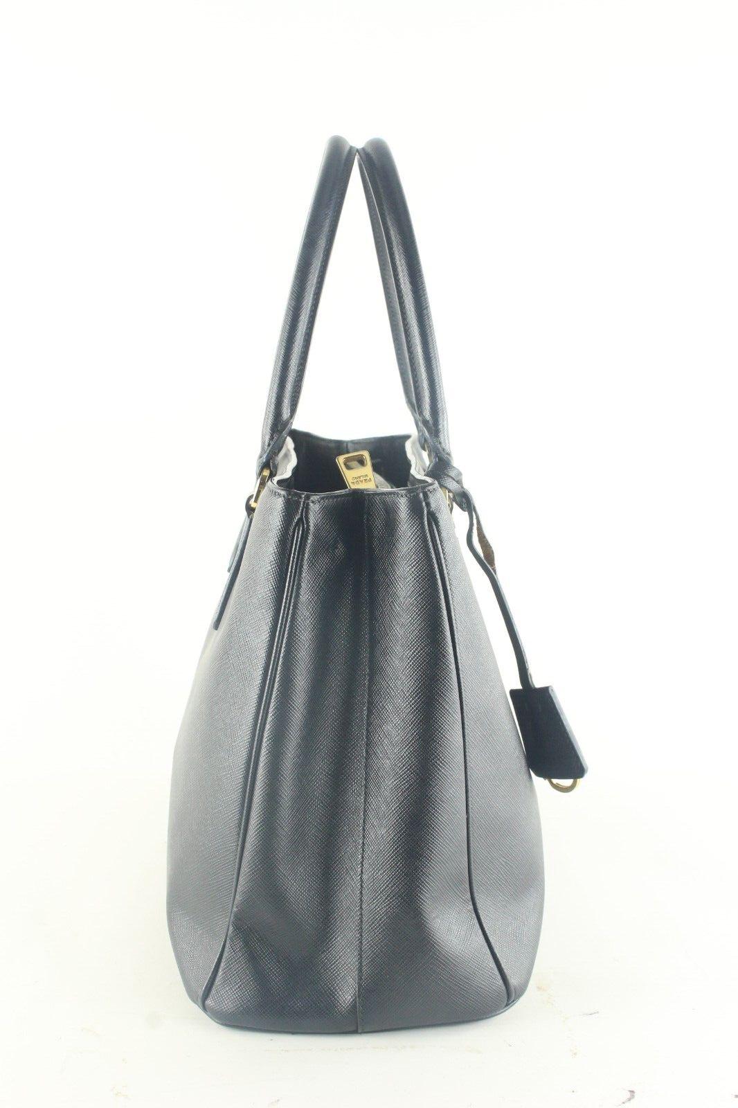 Prada Black Saffiano Luxe 2way Tote Leather 4PR926K For Sale 7