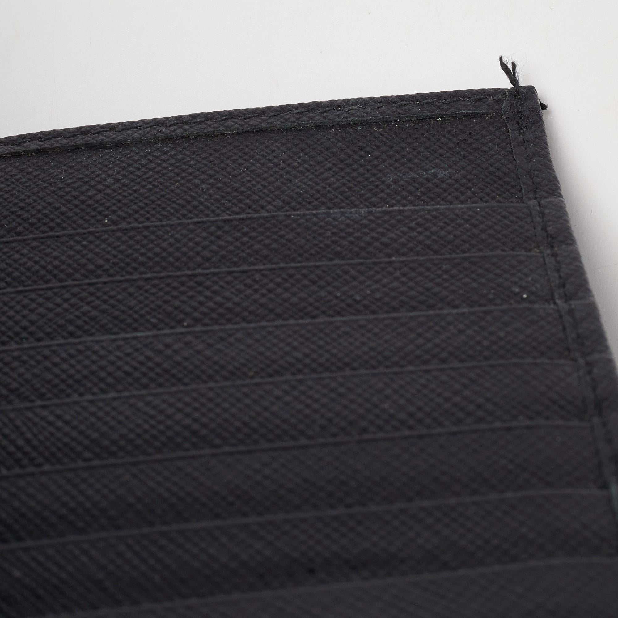 Prada Black Saffiano Metal Leather Compact Wallet 1