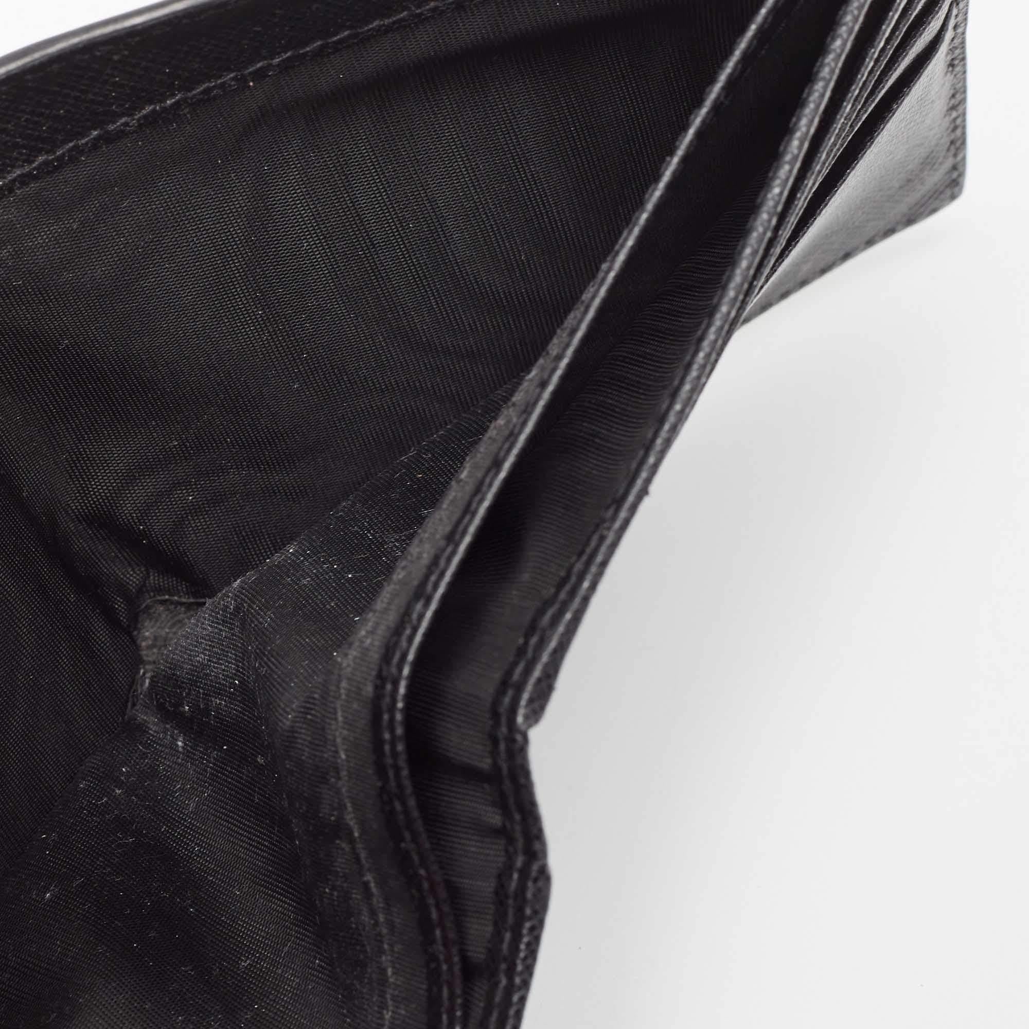 Prada Black Saffiano Metal Leather Logo Bifold Wallet 2