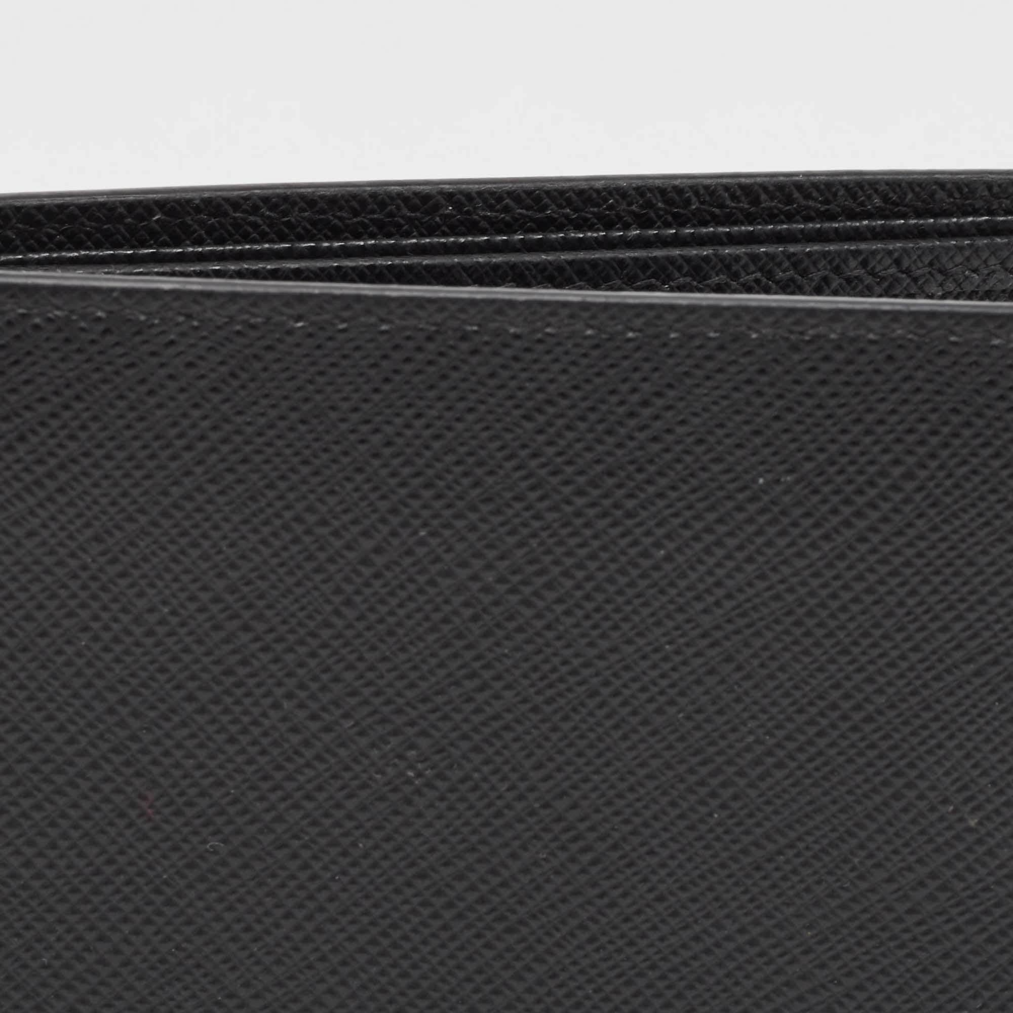 Prada Black Saffiano Metal Leather Logo Bifold Wallet 4