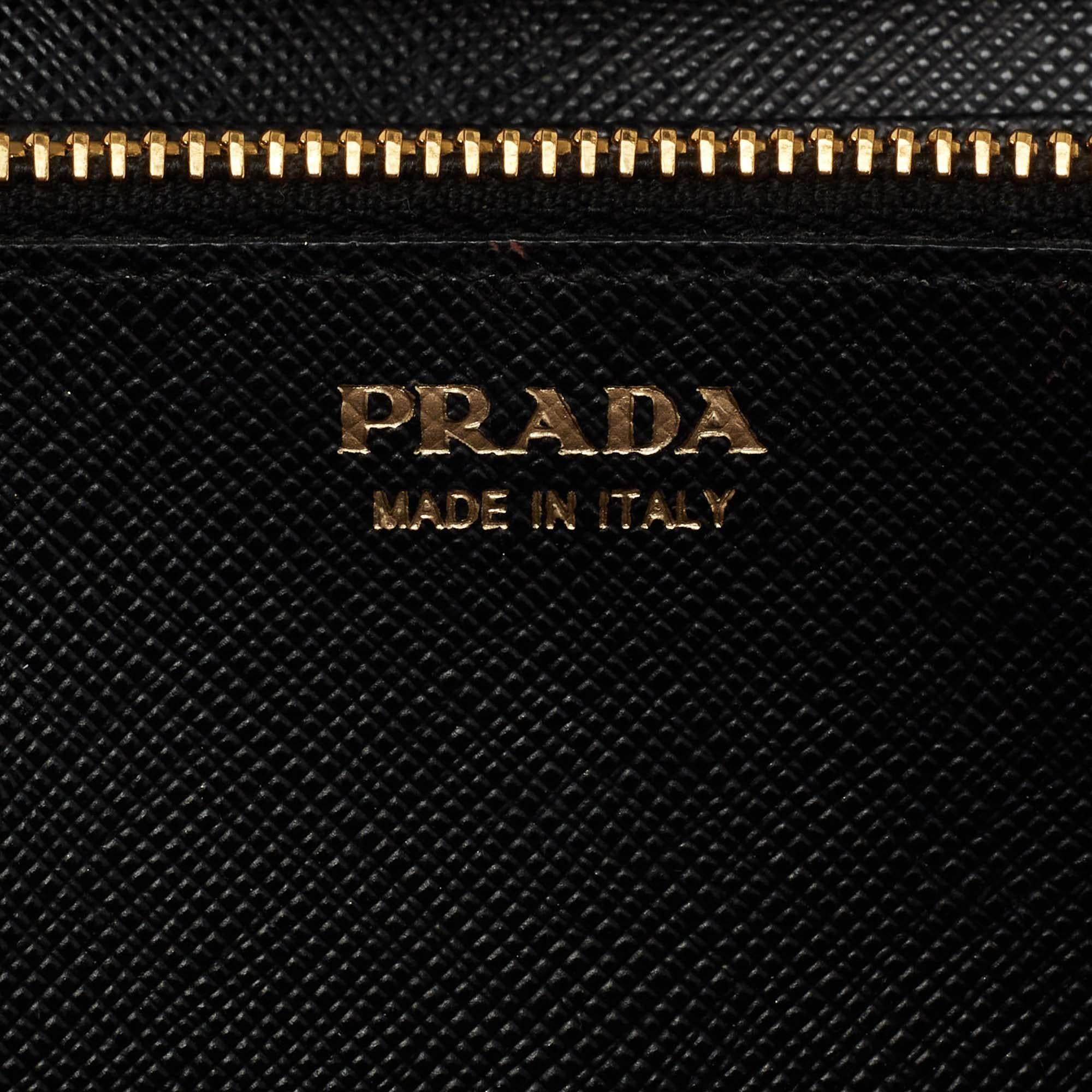 Prada Black Saffiano Metal Leather Wallet on Chain 3