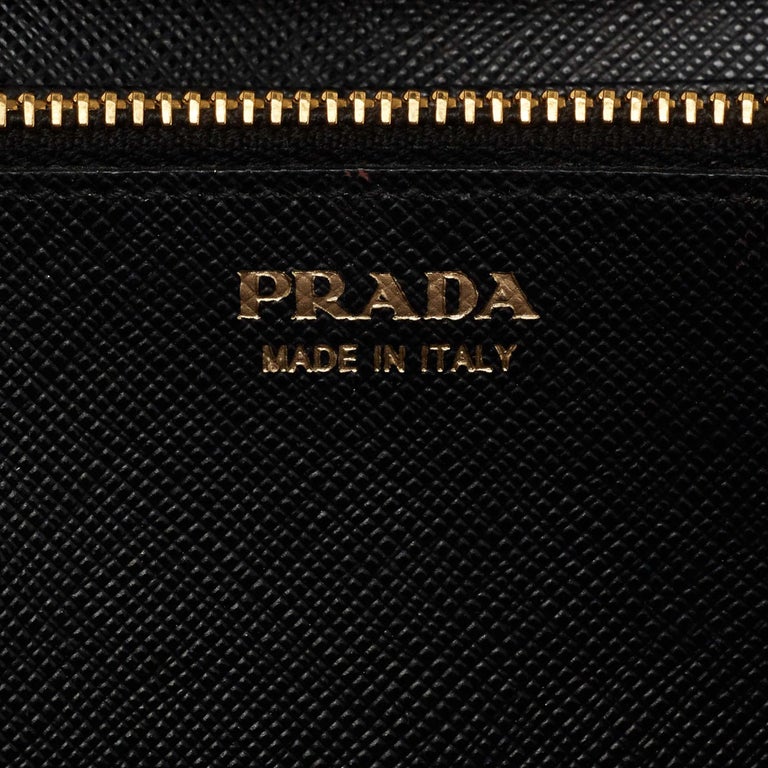 Prada Black Saffiano Metal Leather Wallet on Chain For Sale at 1stDibs